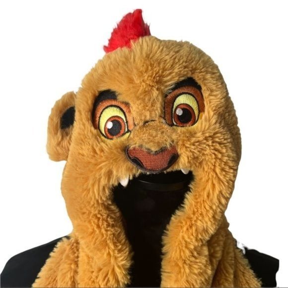 DISNEY Kids Simba Lion King Hoodie Hat with Attached Scarf and Mittens Size XS/S - Picture 3 of 6